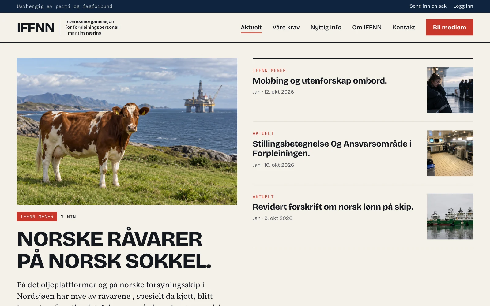 The front page of IFFNN at iffnn.no